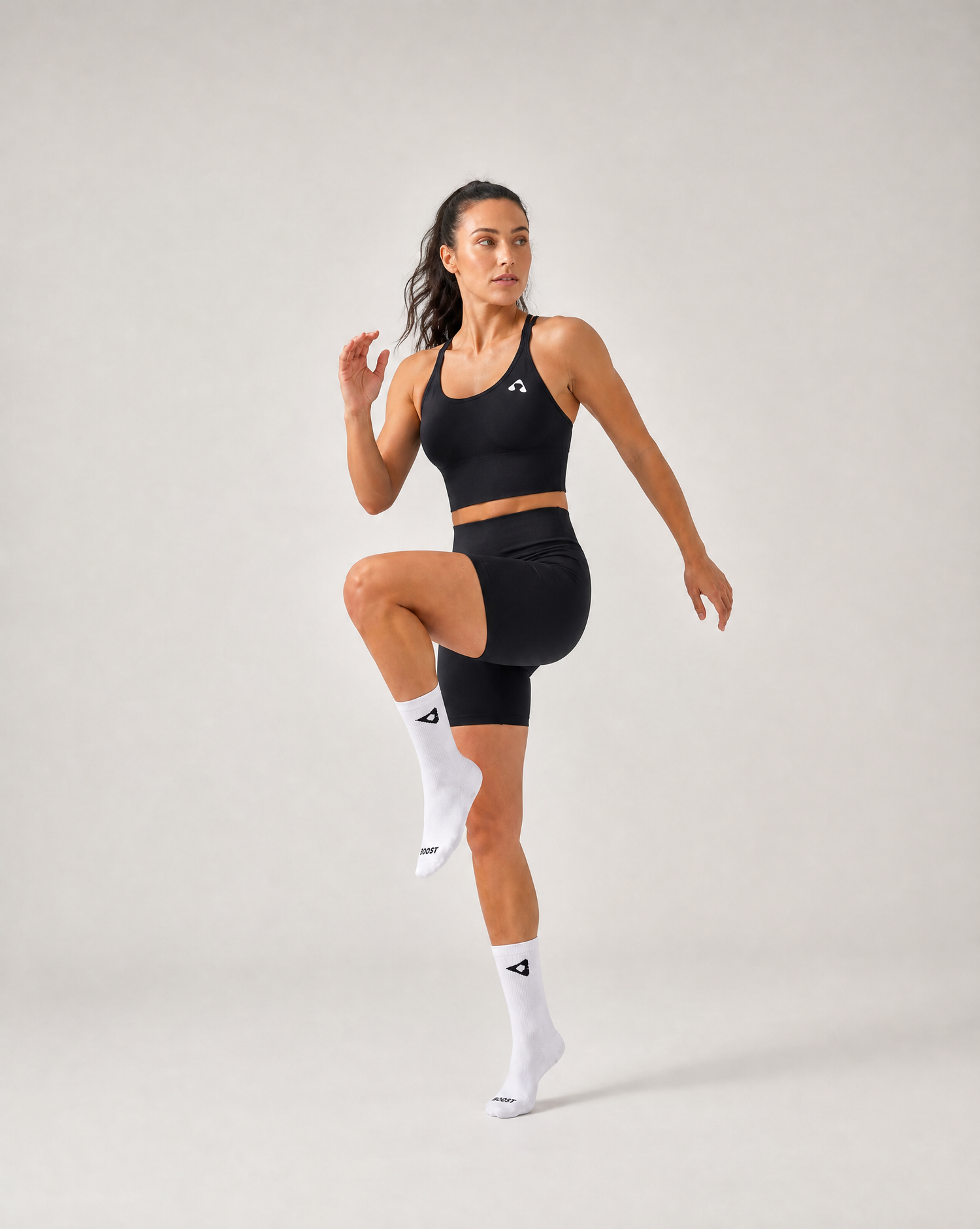 Boost Black Scrunch Cross-Strap Sports Top