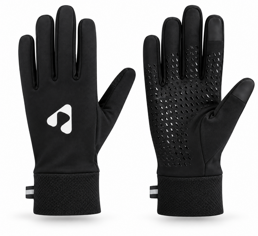 Black Boost Performance Gloves showing logo side and silicone grip palm