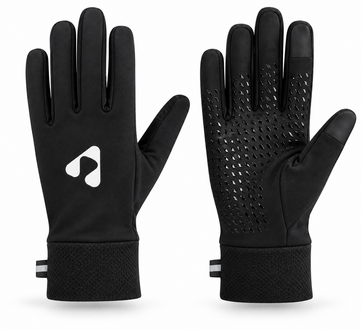 Black Boost Performance Gloves showing logo side and silicone grip palm