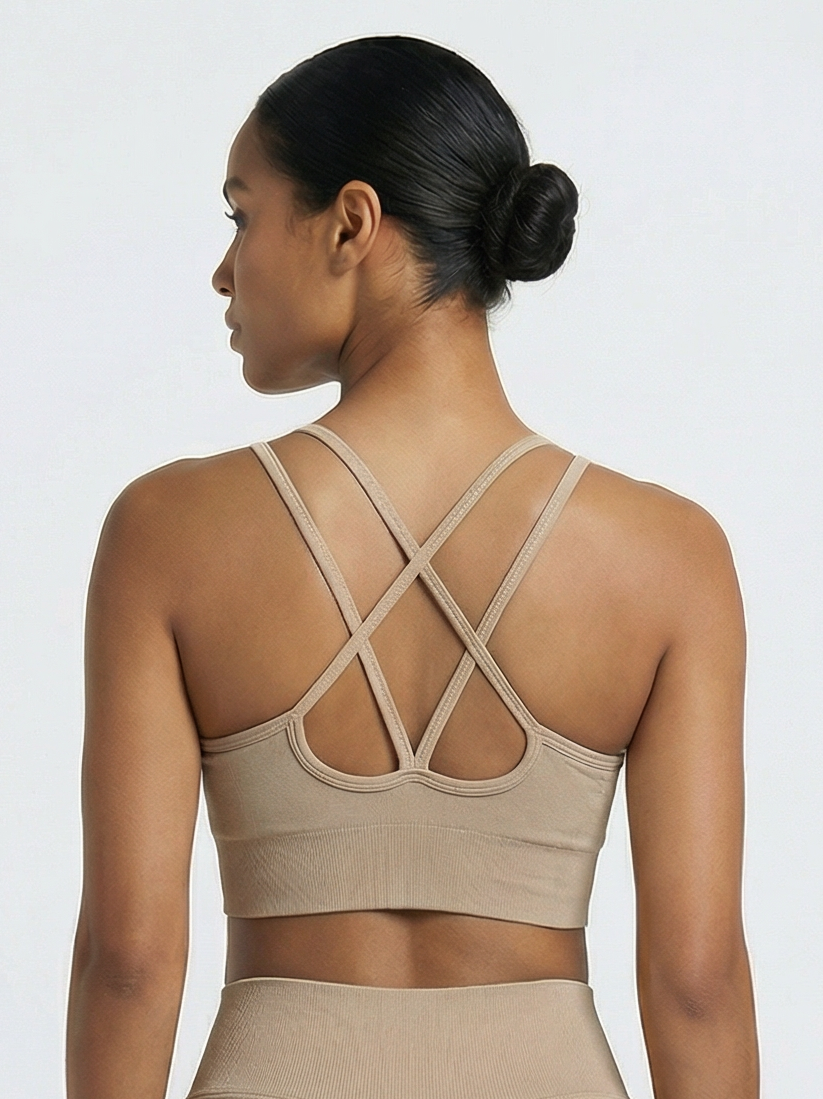 Boost Women's Beige Crossback Sports Top