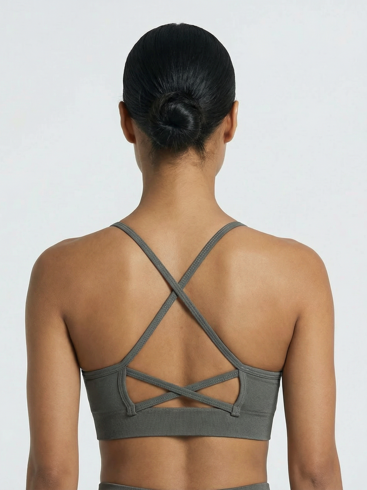 Boost Grey Cross-Strap Sports Bra