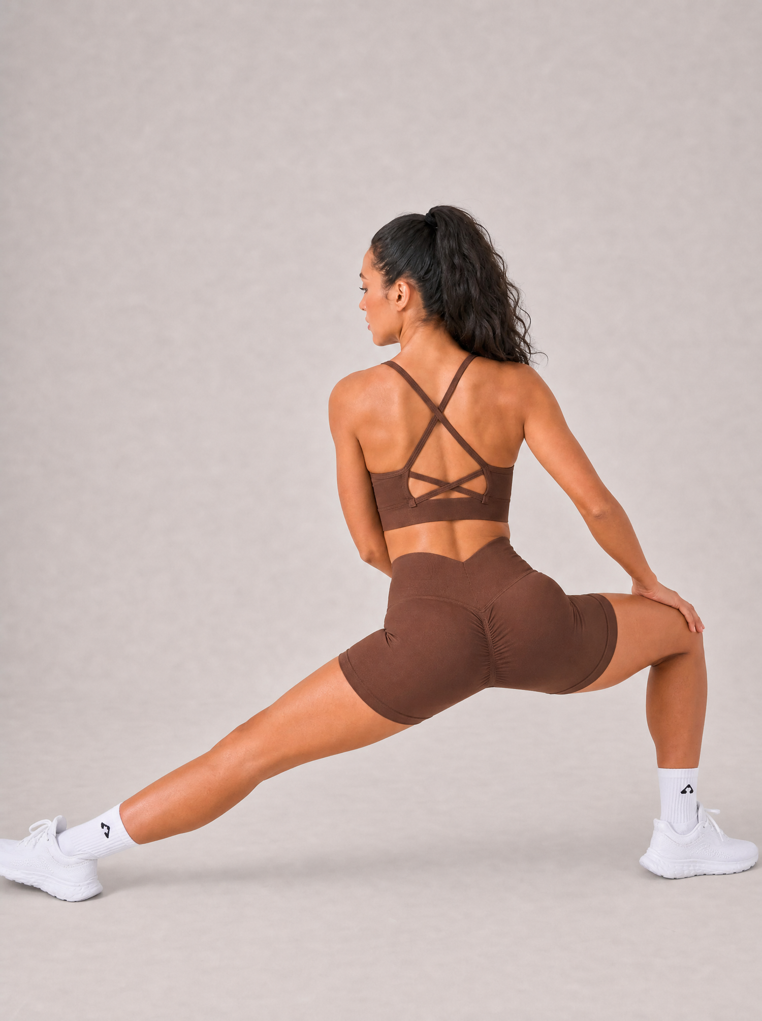 Boost Brown Cross-Strap Sports Bra