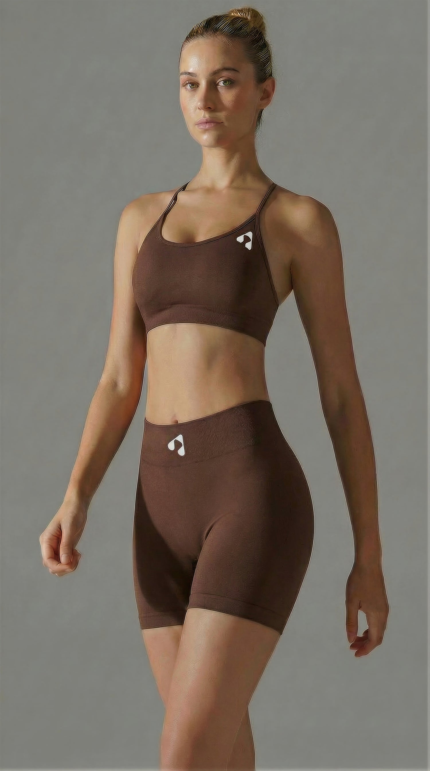 Boost Brown Cross-Strap Sports Bra