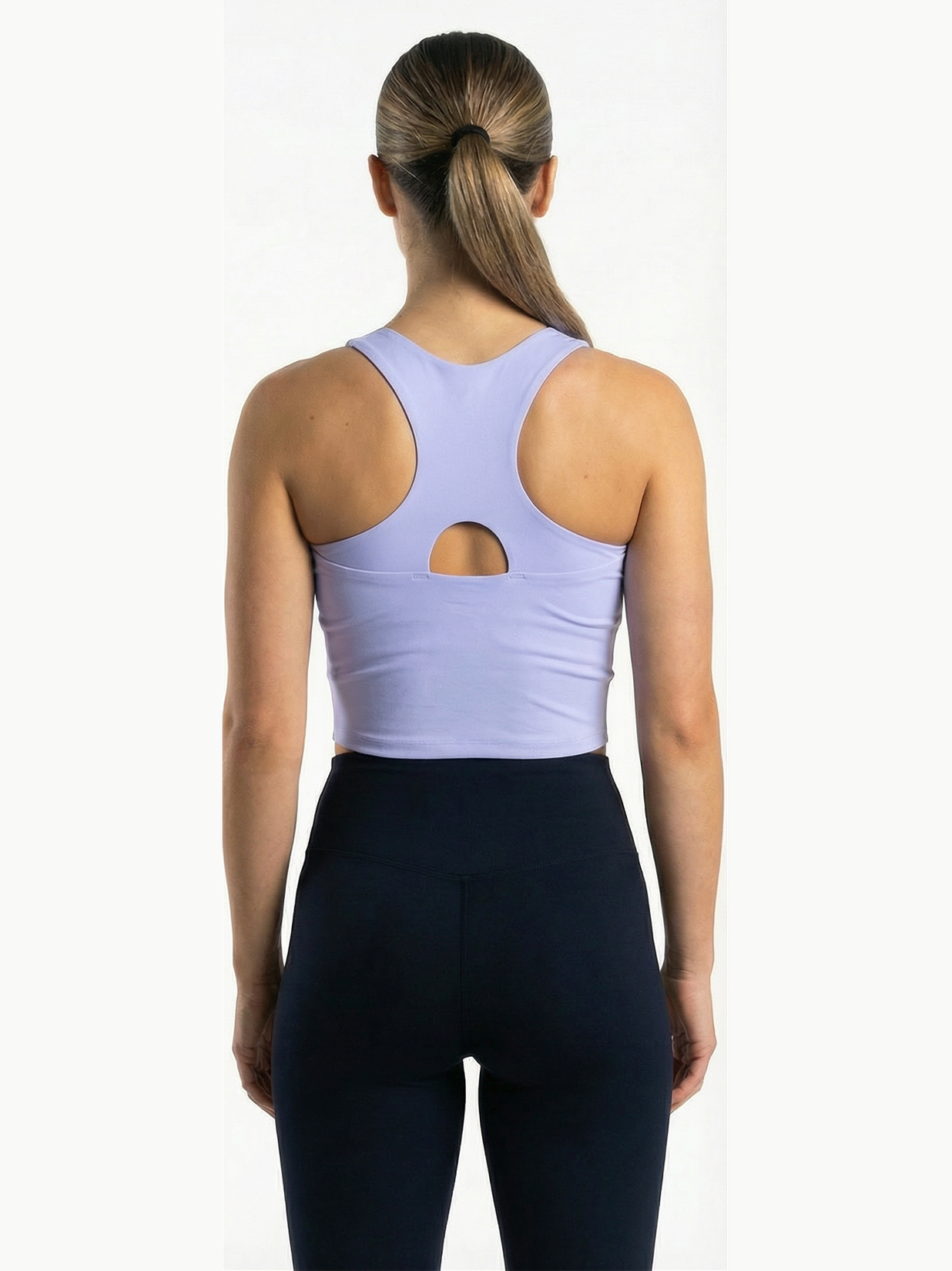nike yoga luxe crop top in blue grey